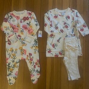Old navy Floral Baby footie, dress and legging